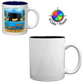 11 Oz. Gloss Two-Tone Mug C Handle Mug - White/ Black (4 Color Process)